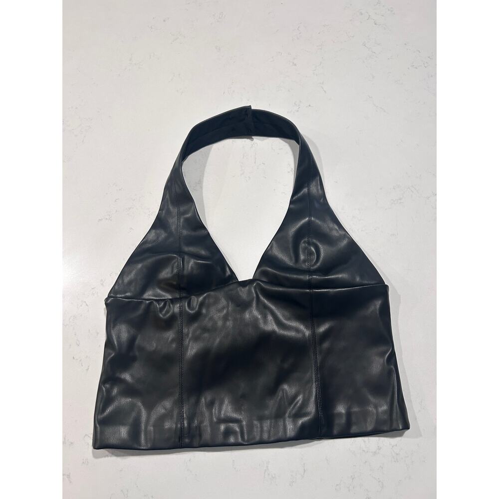 Edikted Faux Leather Crop Top Halter M NWT